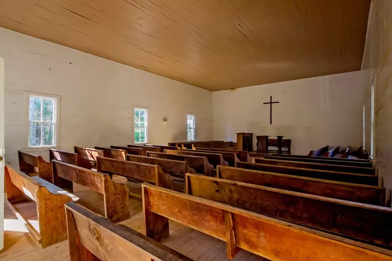 interior of Cades Cove Methodist Church