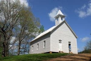 Historic Cades Cove Methodist Church in the Great Smoky Mountains