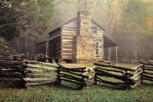 historic cabin you see when hiking in Cades Cove