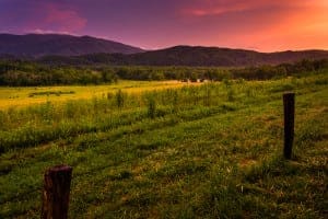 A brilliant photo of Cades Cove at sunset.