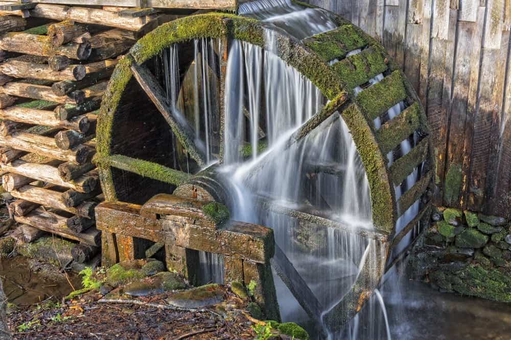 The water wheel of the Cable Mill in Cades Cove.
