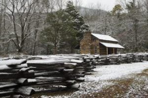 john oliver cabin in the snow