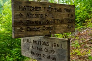 Hatcher Mountain Trail marker
